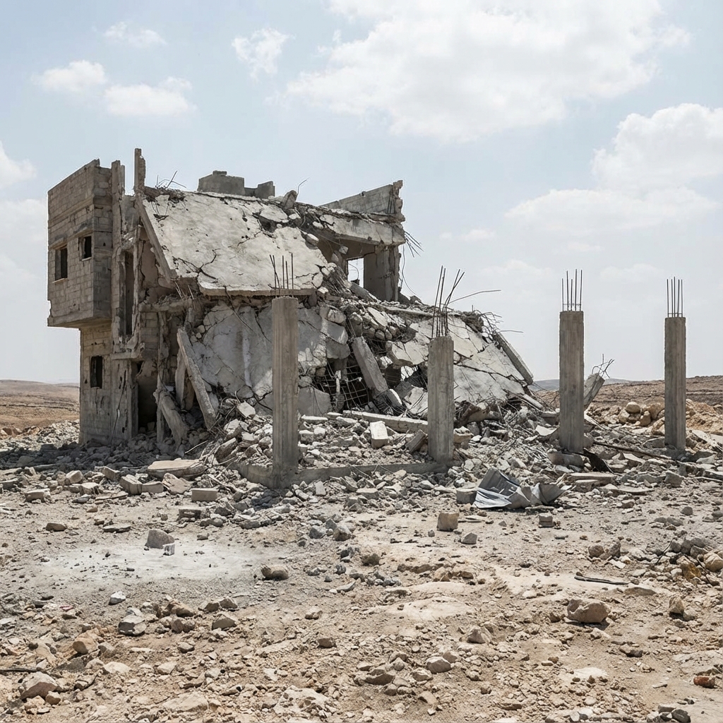 Collapsed infrastructure after disaster